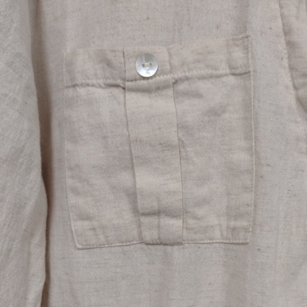 B.Boutique by Evergreen,Cream Cuffed Sleeve TunicTop with Tie Front Beach Vacati - Picture 7 of 16